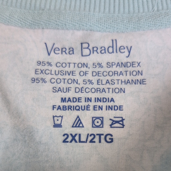 Vera Bradley Pastel Mint Green Patterned Pajama Top - Picture 4 of 5